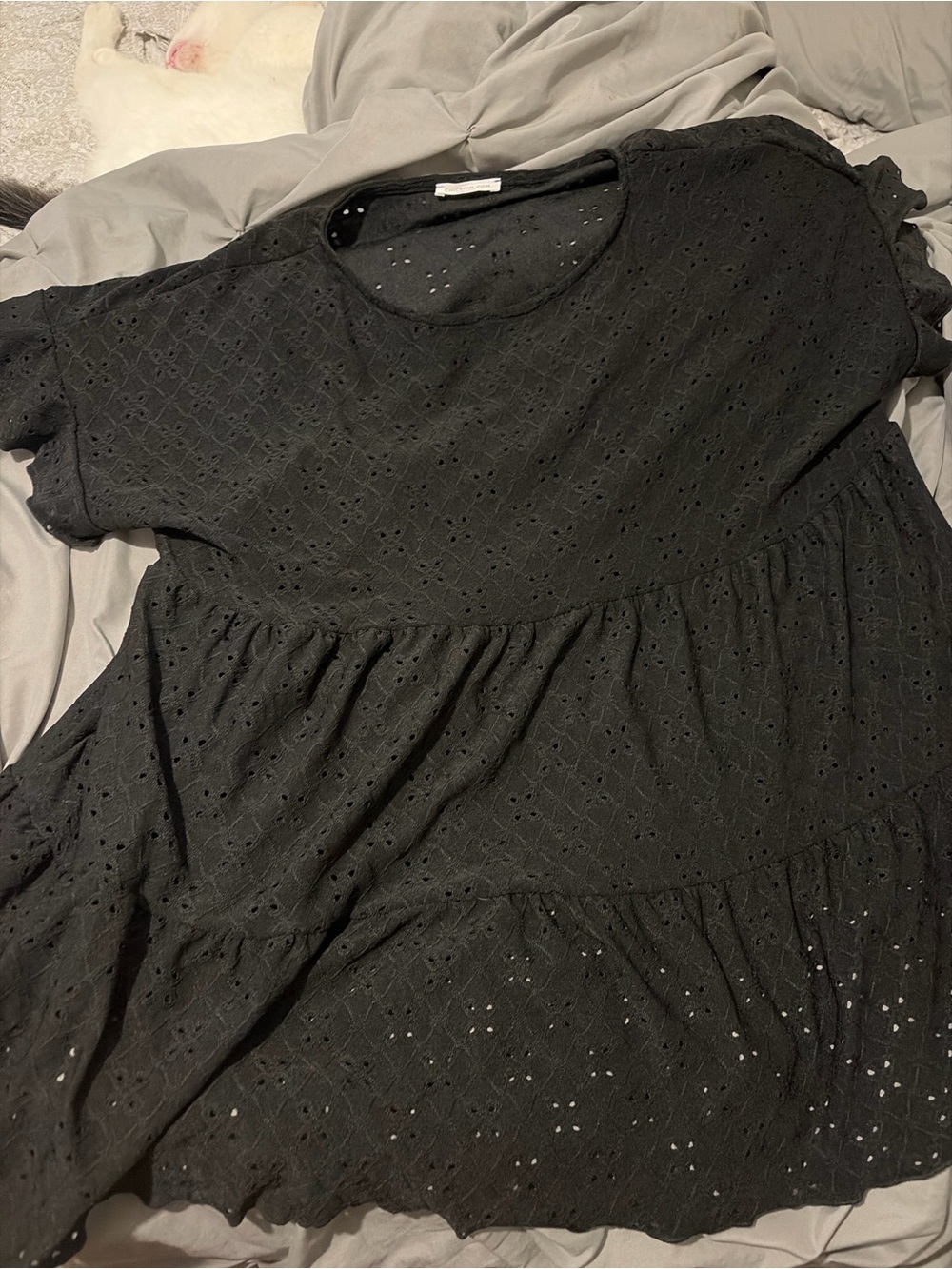 Black Eyelet Babydoll Dress - Women